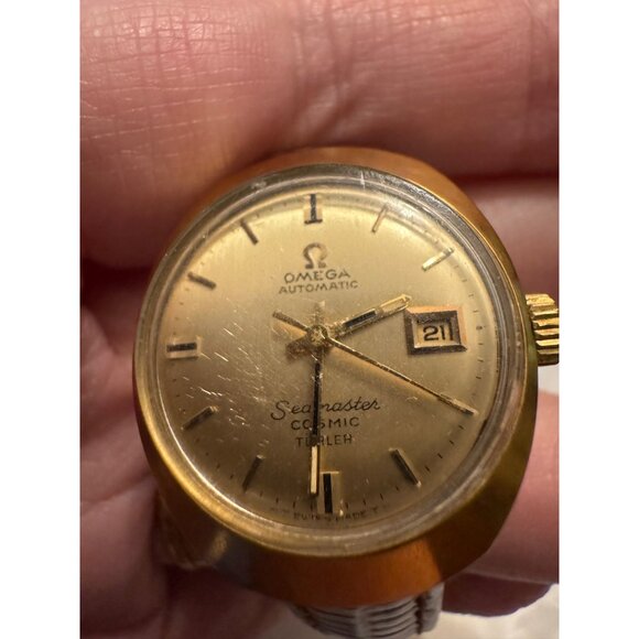 Vintage Omega Seamaster Cosmic 566018 Champagne Automatic Date Ladies Wristwatch - Picture 15 of 16